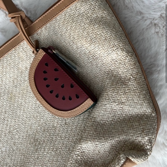 ETIENNE AIGNER Watermelon and Fruit Print Paper Yarn Tote Bag - Picture 4 of 15